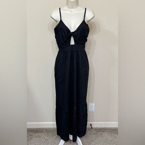 Gap Women’s Black Cut Out Front Spaghetti Straps Fit & Flare Madi Summer Dress L
